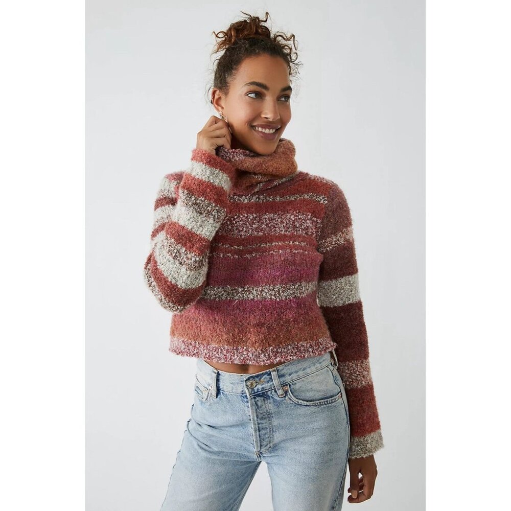 Free People My Girl Cropped Turtleneck Sweater Small Boho Warm Cottagecore